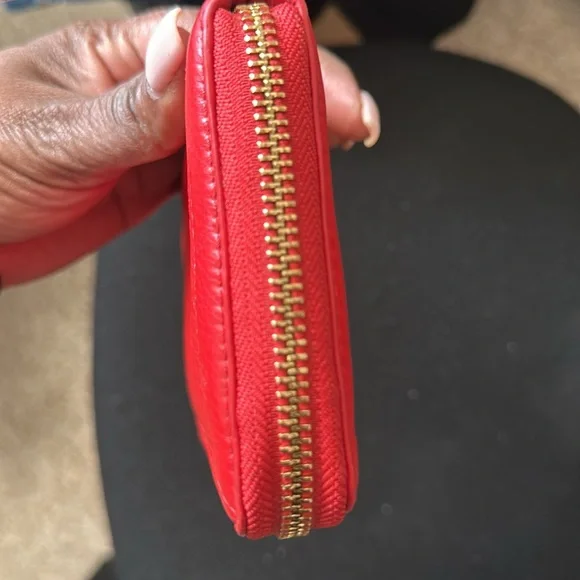 Tory Burch Red Leather Continental Wallet - Gold-Tone Hardware - Picture 5 of 7